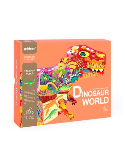 Puzle mideer mundo de dinosaurios con forma animal grande 280 piezas