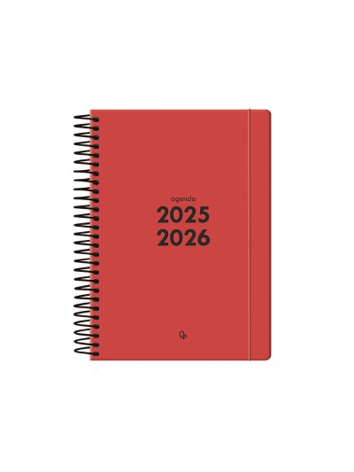 Agenda escolar liderpapel 25-26 espiral basic rojo 2 dias pagina a5 bilingüe papel fsc 70 gr