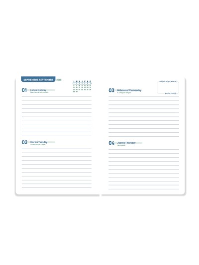 Agenda escolar liderpapel 25-26 espiral basic rojo 2 dias pagina a5 bilingüe papel fsc 70 gr