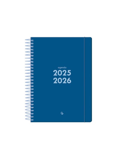 Agenda escolar liderpapel 25-26 espiral basic azul oscuro dia pagina a5 bilingüe papel fsc 70 gr