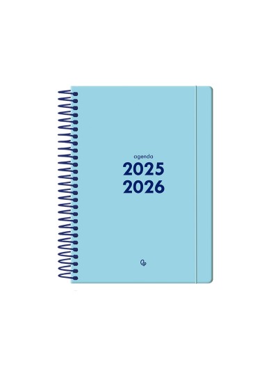 Agenda escolar liderpapel 25-26 espiral basic azul dia pagina a5 bilingüe papel fsc 70 gr