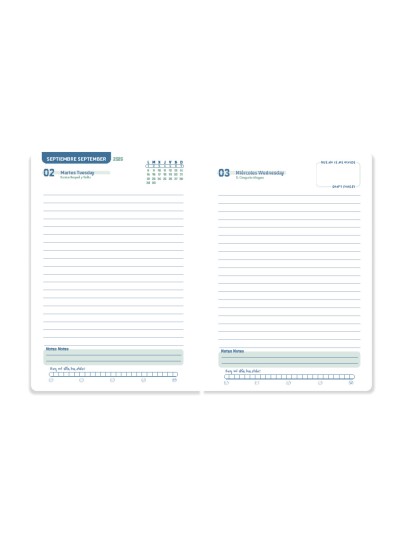 Agenda escolar liderpapel 25-26 espiral basic azul dia pagina a5 bilingüe papel fsc 70 gr