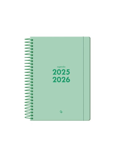 Agenda escolar liderpapel 25-2 6 espiral basic verde menta semana vista a5 bilingüe papel fsc 70 gr