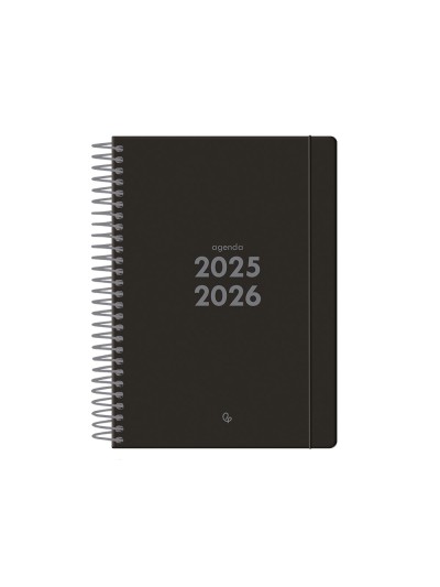 Agenda escolar liderpapel 25-26 espiral basic negro semana vista a5 bilingüe papel fsc 70 gr