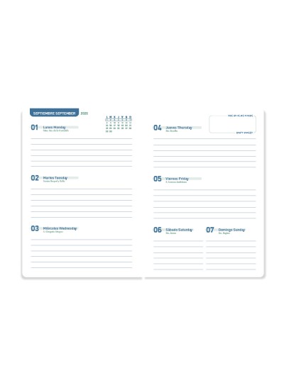 Agenda escolar liderpapel 25-26 espiral basic negro semana vista a5 bilingüe papel fsc 70 gr
