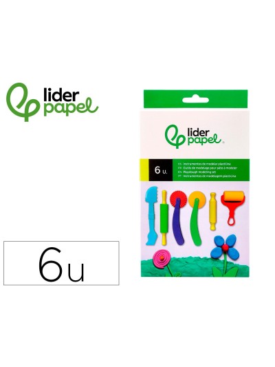 Instrumentos de modelar liderpapel para plastilina de plastico caja de 6 piezas