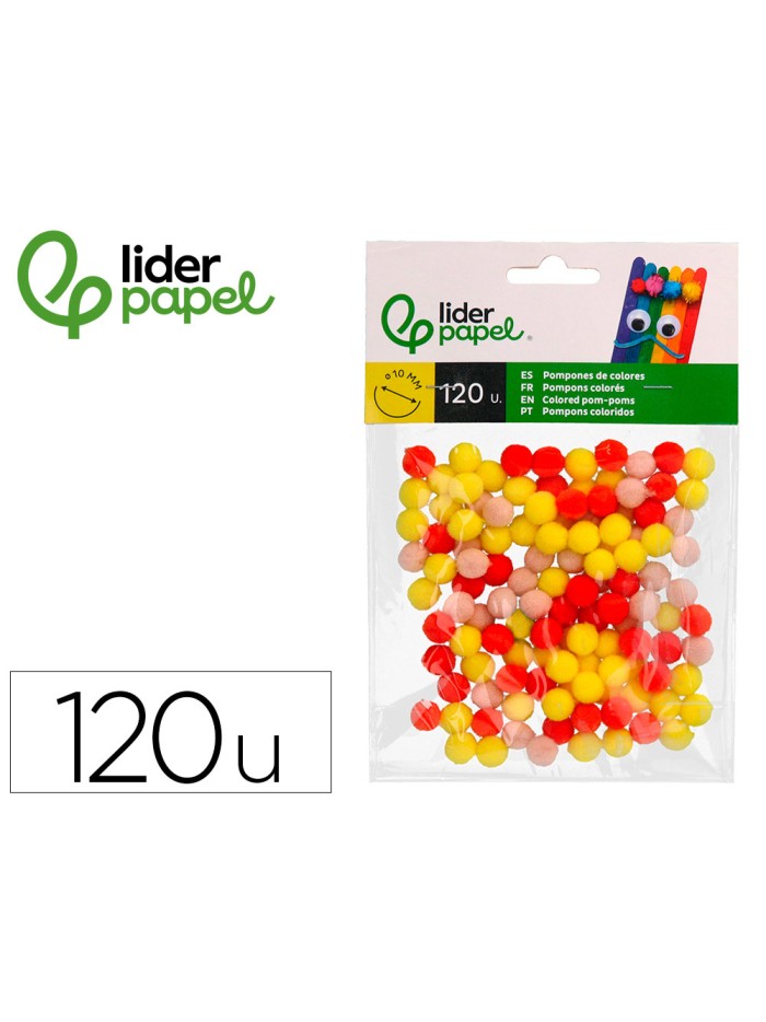Pompones de colores liderpapel 1 cm tonalidades calidas bolsa con 120 unidades Pompones de colores liderpapel 1 cm tonalidades calidas bolsa con 120 unidades