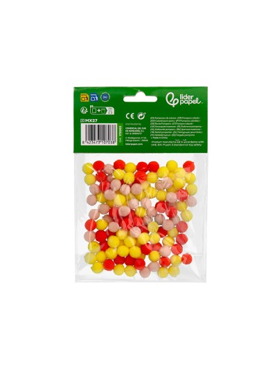 Pompones de colores liderpapel 1 cm tonalidades calidas bolsa con 120 unidades