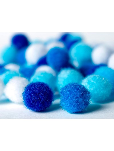 Pompones de colores liderpapel 1,5 cm tonalidades azules bolsa con 80 unidades