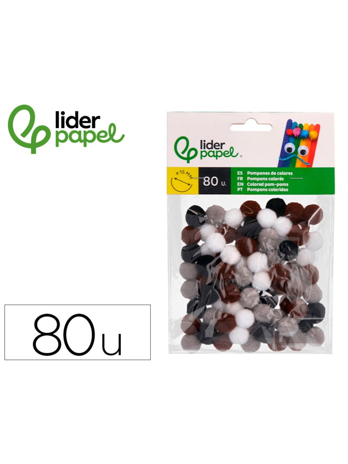 Pompones de colores liderpapel 1,5 cm tonalidades neutras bolsa con 80 unidades Pompones de colores liderpapel 1,5 cm tonalidades neutras bolsa con 80 unidades