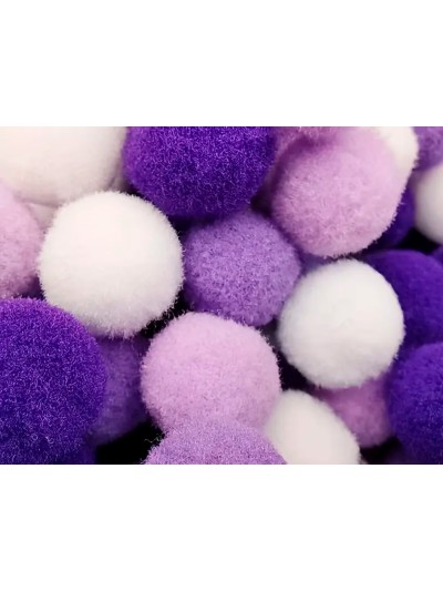 Pompones de colores liderpapel 1,5 cm tonalidades violeta bolsa con 80 unidades