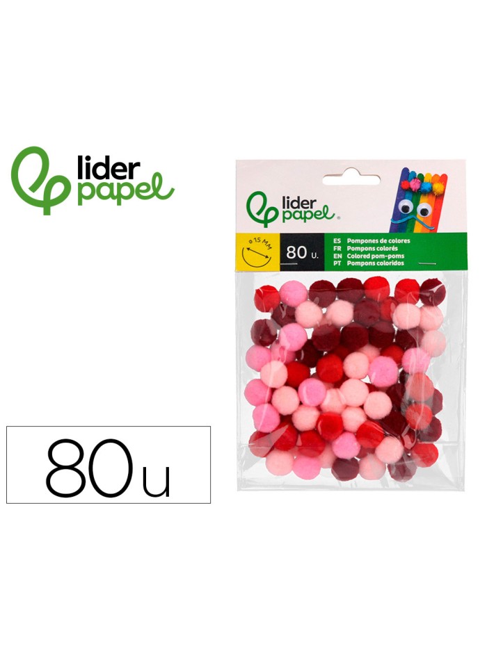 Pompones de colores liderpapel 1,5 cm tonalidades rojas bolsa con 80 unidades Pompones de colores liderpapel 1,5 cm tonalidades rojas bolsa con 80 unidades