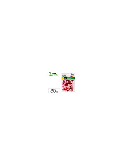 Pompones de colores liderpapel 1,5 cm tonalidades rojas bolsa con 80 unidades