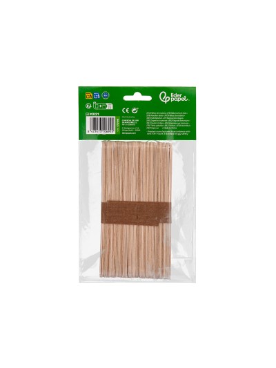 Palitos de madera liderpapel color natural 15 x 1,8 cm bolsa con 50 unidades