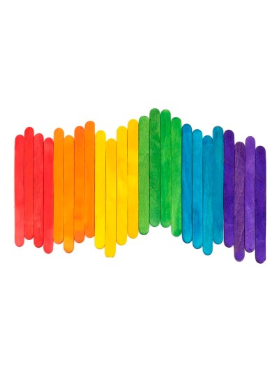 Palitos de madera colores surtidos 11,4x 1 cm bolsa con 50 unidades