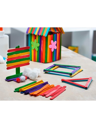 Palitos de madera colores surtidos 11,4x 1 cm bolsa con 50 unidades