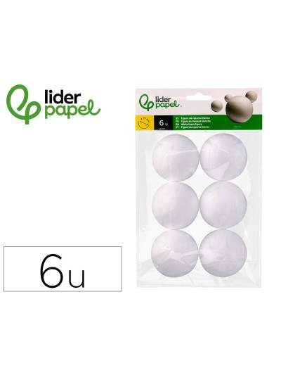 Figura de espuma blanca liderpapel bola de 7 cm bolsa con 6 unidades