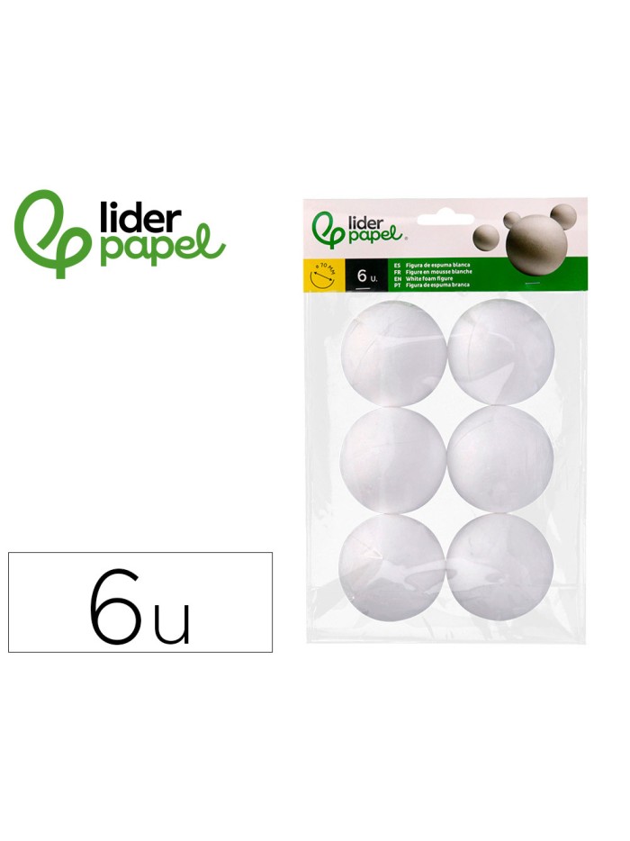 Figura de espuma blanca liderpapel bola de 7 cm bolsa con 6 unidades Figura de espuma blanca liderpapel bola de 7 cm bolsa con 6 unidades