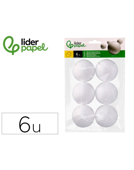 Figura de espuma blanca liderpapel bola de 7 cm bolsa con 6 unidades