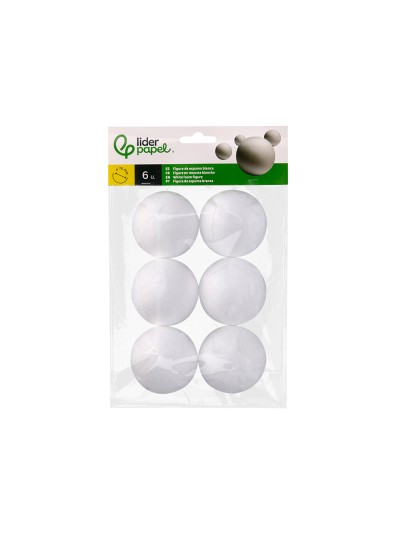 Figura de espuma blanca liderpapel bola de 7 cm bolsa con 6 unidades