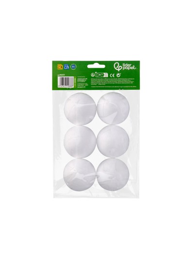 Figura de espuma blanca liderpapel bola de 7 cm bolsa con 6 unidades