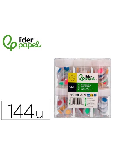 Ojo liderpapel 15 mm blanco con pupila de colores surtidos pack de 144 unidades