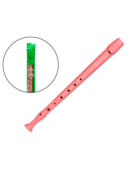 Flauta hohner 9508 color coral funda verde y transparente