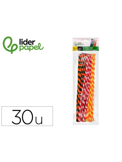 Limpiapipas de chenilla liderpapel 30 cm dos colores mate surtidos bolsa de 30 unidades