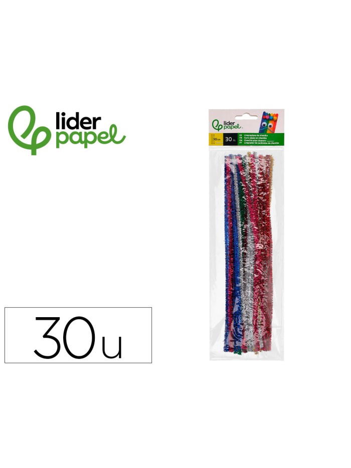 Limpiapipas de chenilla liderpapel 30 cm colores brillantes surtidos bolsa de 30 unidades Limpiapipas de chenilla liderpapel 30 cm colores brillantes surtidos bolsa de 30 unidades
