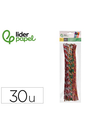 Limpiapipas de chenilla liderpapel 30 cm dos colores brillantes surtidos bolsa de 30 unidades