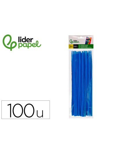 Limpiapipas de chenilla liderpapel 30 cm color azul mate bolsa de 100 unidades