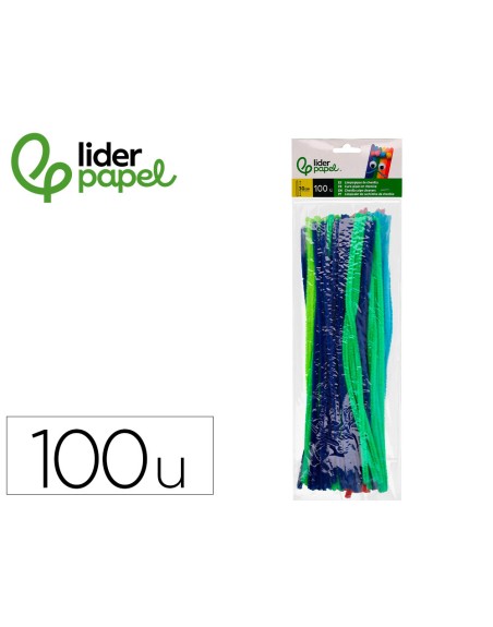 Limpiapipas de chenilla liderpapel 30 cm colores mate surtidos bolsa de 100 unidades
