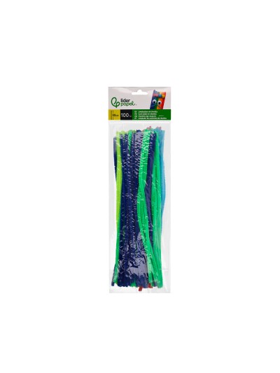 Limpiapipas de chenilla liderpapel 30 cm colores mate surtidos bolsa de 100 unidades