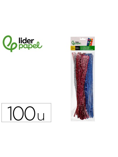 Limpiapipas de chenilla liderpapel 30 cm colores brillantes surtidos bolsa de 100 unidades