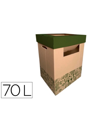 Contenedor papelera reciclaje liderpapel ecouse carton 100% reciclado y reciclable 70 litros 450x350x650 mm