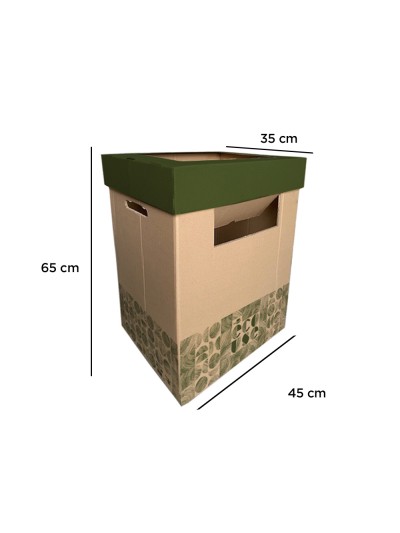 Contenedor papelera reciclaje liderpapel ecouse carton 100% reciclado y reciclable 70 litros 450x350x650 mm