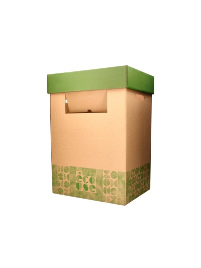 Contenedor papelera reciclaje liderpapel ecouse carton 100% reciclado y reciclable 70 litros 450x350x650 mm