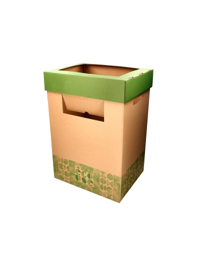 Contenedor papelera reciclaje liderpapel ecouse carton 100% reciclado y reciclable 70 litros 450x350x650 mm