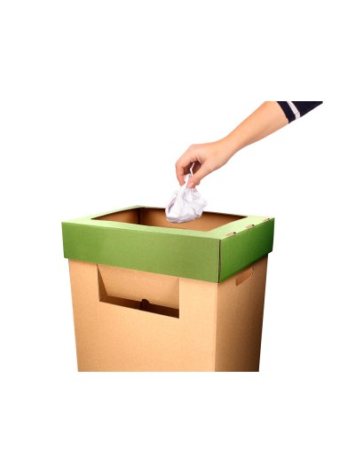 Contenedor papelera reciclaje liderpapel ecouse carton 100% reciclado y reciclable 70 litros 450x350x650 mm