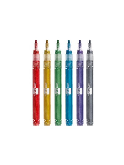 Rotulador liderpapel efecto purpurina metalizada punta reversible bolsa de 6 unidades colores surtidos
