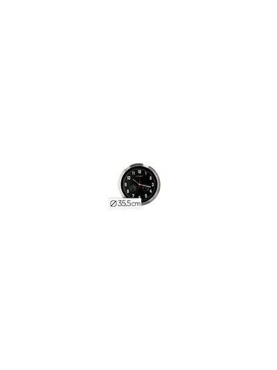 Reloj q-connect de pared metalico redondo 35,5 cm movimiento silencioso color cromado con esfera negra