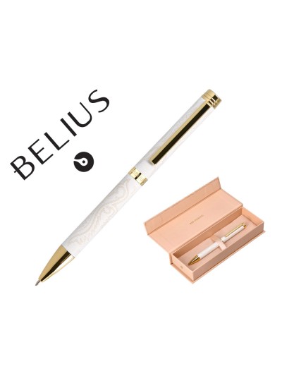 Boligrafo belius wild west aluminio color crema dorado tinta color azul caja de diseño