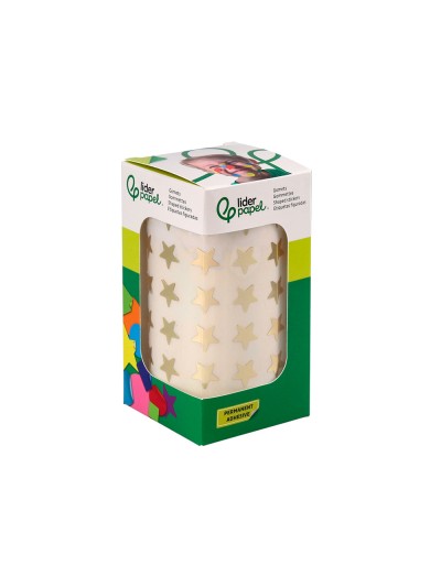 Gomets liderpapel autoadhesivo estrellas doradas surtidas 2500 unidades en caja de carton