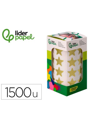 Gomets liderpapel autoadhesivo estrellas doradas 20 mm 1500 unidades en caja de carton