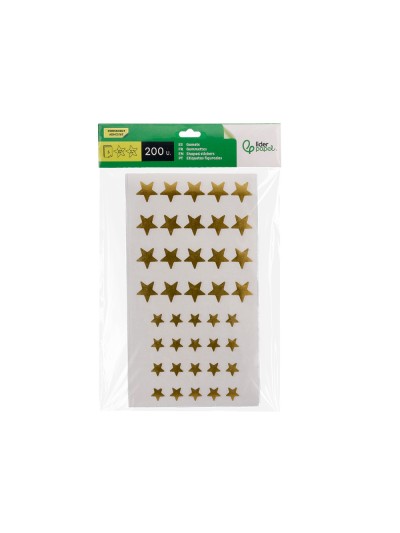 Gomets liderpapel autoadhesivo estrellas doradas surtidas bolsa de 5 hojas con 200 unidades