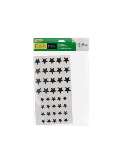 Gomets liderpapel autoadhesivo estrellas plateadas surtidas bolsa de 5 hojas con 200 unidades