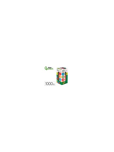 Gomets liderpapel autoadhesivo redondo numeros 20 mm colores surtidos rollo de 1000 unidades en caja de carton