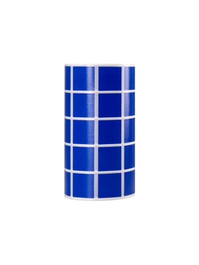 Gomets liderpapel autoadhesivo cuadrado 20x20 mm azul rollo de 2000 unidades en caja de carton