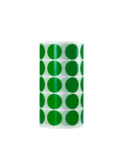 Gomets liderpapel autoadhesivo circulos 20 mm verde rollo de 2000 unidades en caja de carton