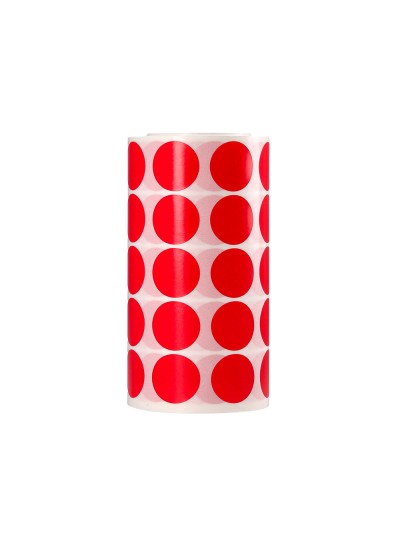 Gomets liderpapel autoadhesivo circulos 20 mm rojo rollo de 2000 unidades en caja de carton